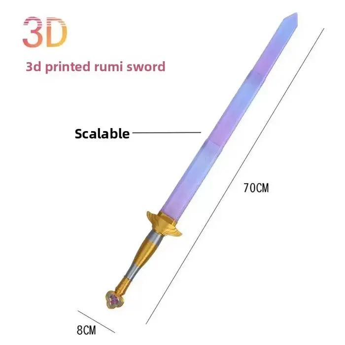 Accessoires de costume d'épée longue violette de haute qualité pour le jeu de rôle, symbole Lumi, gr