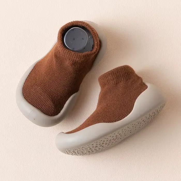Chaussures pour bébés, premiers pas pour nouveau-nés, garçons et filles, chaussettes en tricot doux 