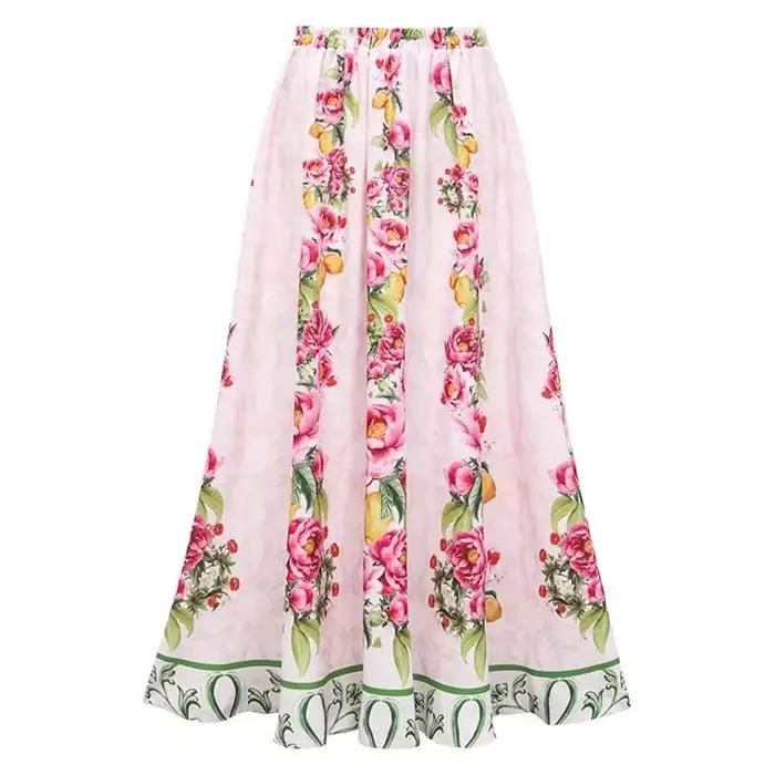 FLAXMAKER-Maillot de bain et jupe à volants, imprimé floral citron, une pièce, vente en gros