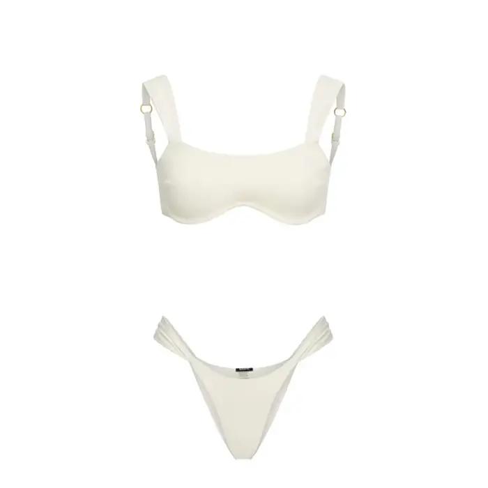 Lot de 2 maillots de bain une pièce sexy pour femme, coupe haute, monokini, biquini uni, push-up, te