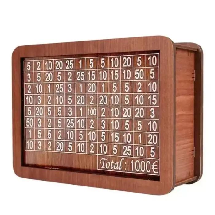 500/1000/2000/3000/5000/10000 Euro tirelire tirelire en bois tirelire réutilisable avec objectif d'é