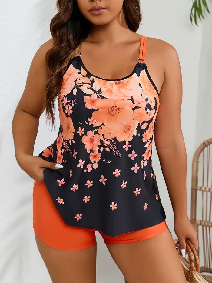 Maillot de bain Tankini 2 pièces 2026 grande taille pour femme, imprimé, vêtements de bain féminins,
