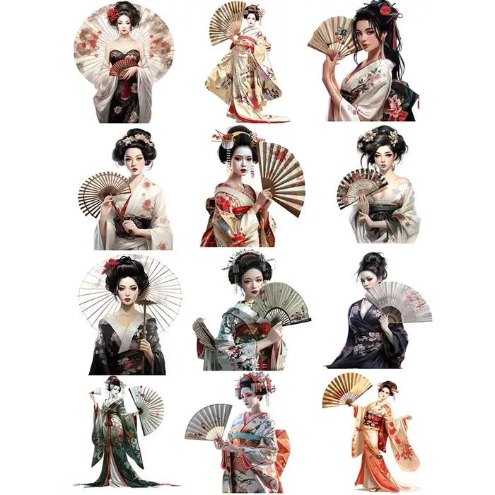 Autocollant Geisha japonais, étiquette Scrapbooking artisanale décorative pour Album poubelle Journa