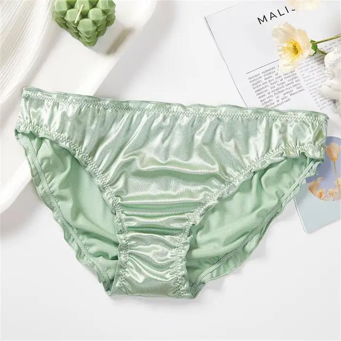 Dames volants garniture Satin glace soie sans couture No Show sous-vêtements slips invisibles grande