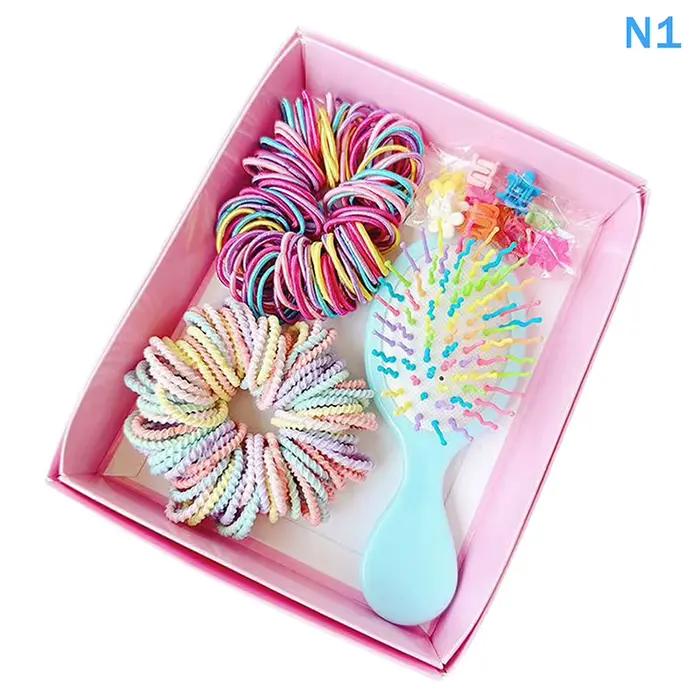 Ensemble d'accessoires capillaires colorés pour enfants avec peigne, cordon et pince latérale, pour 