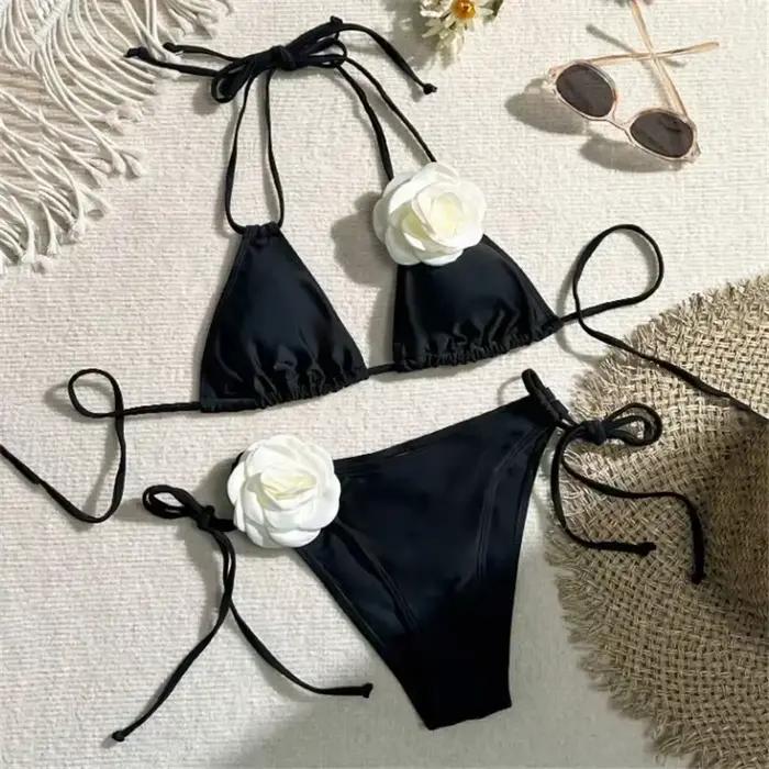 Maillot de bain sexy pour femmes, ensemble deux pièces, rose, bikini, culotte tanga, style brésilien