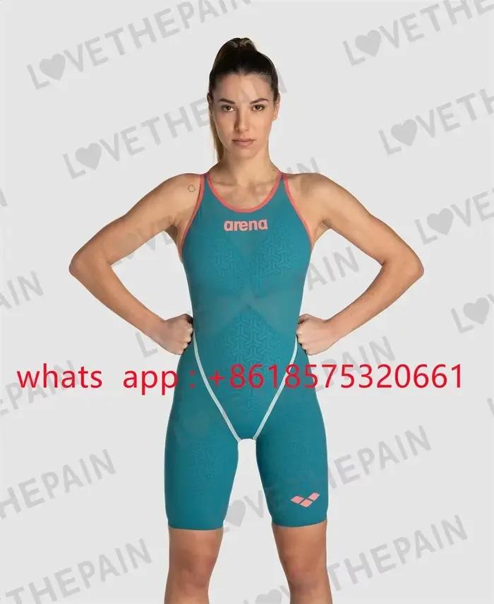 Maillot de bain de compétition une pièce dos ouvert pour femmes entraînement course nageurs costume 