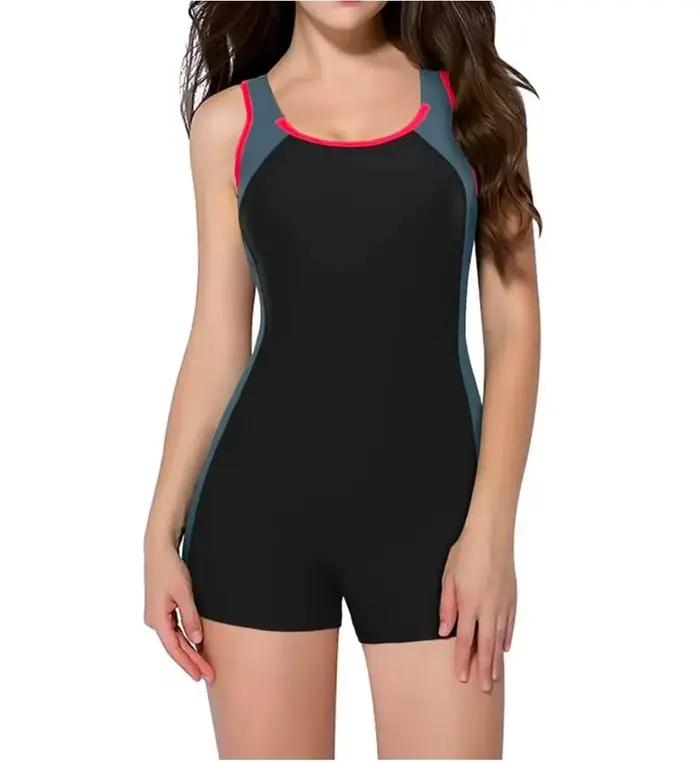 Maillot de bain une pièce pour femmes, Angle plat conservateur, épissage professionnel, transfrontal