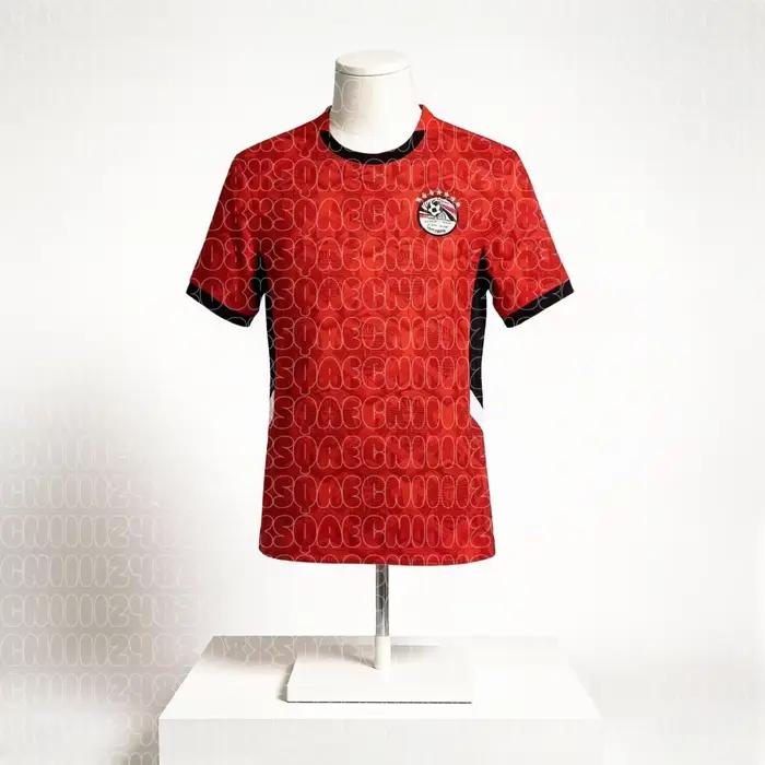 Maillot de football domicile Égypte 2026 pour homme, motif rouge, tenue de sport décontractée, haut 