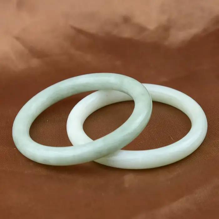 Bracelet rond en jadéite naturelle pour femme, sculpté à la main, bijoux de boutique de mode, vert c