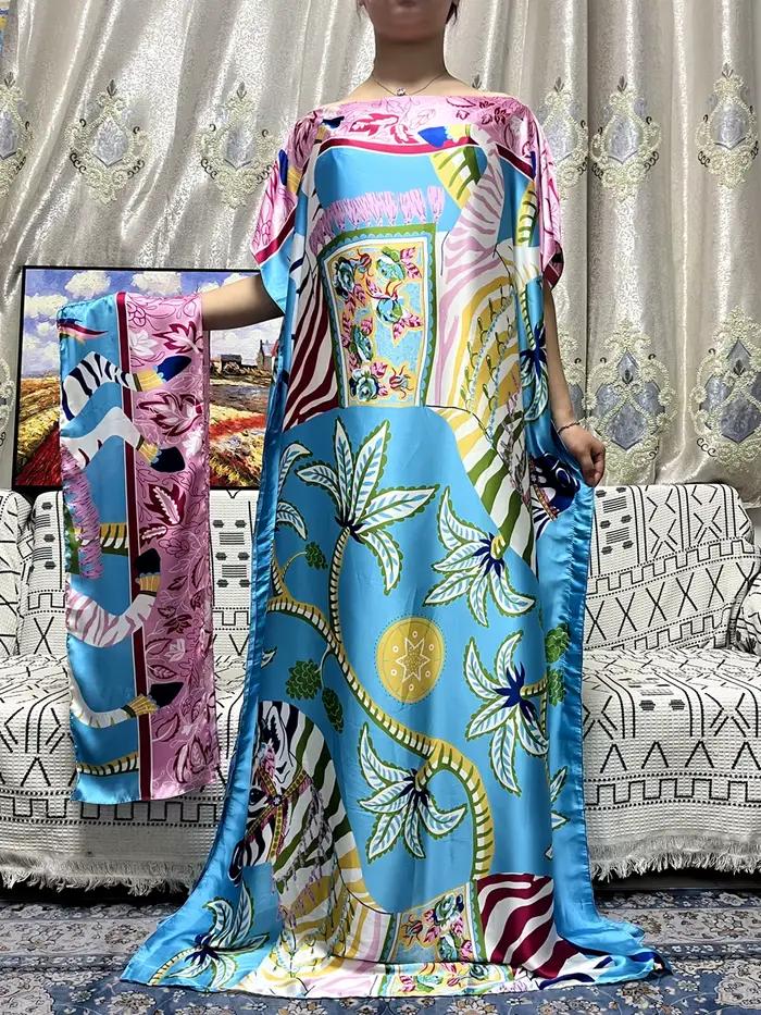 Abayas pour femmes dubaï caftan 2023 africain Islam soie douce imprimé robes amples élégant musulman