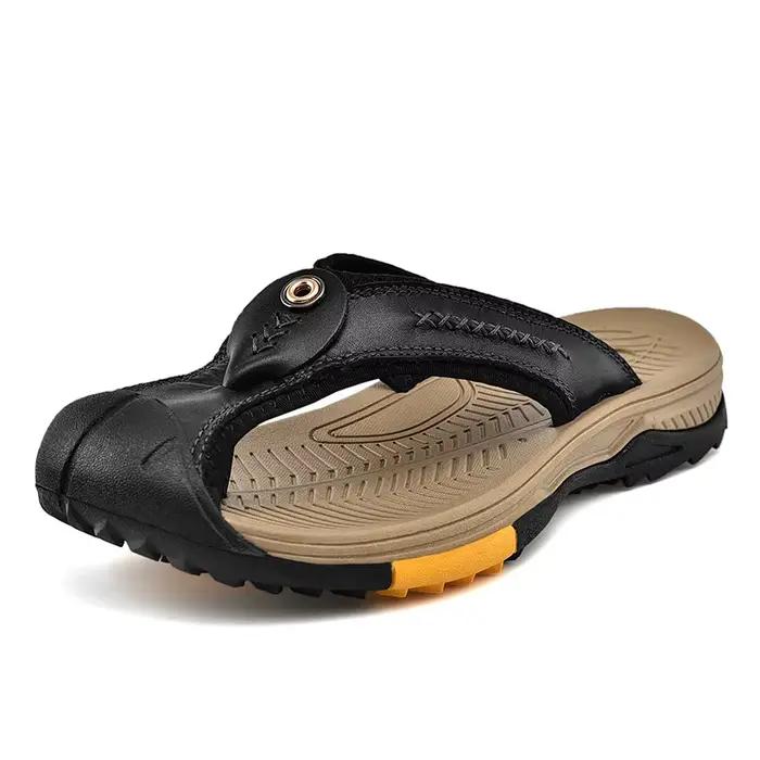 Mayba-Tongs en cuir de vache pour homme, taille 38-46