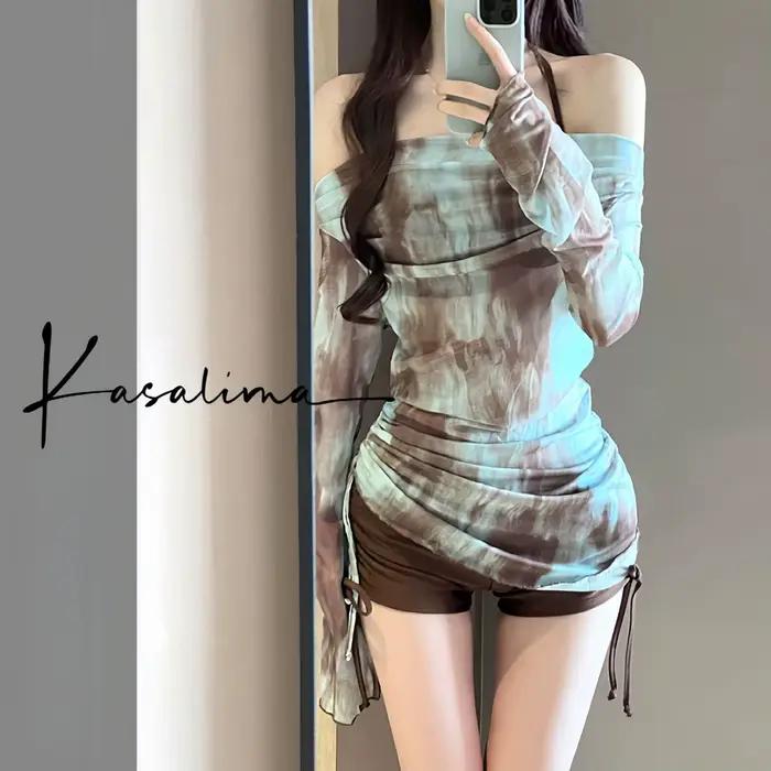 Maillot de bain pour femmes, ensemble trois pièces, Bikini fendu, rassemblement Sexy, couvrant le ve