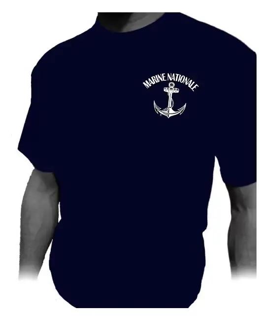 France Marine Nationale armée hommes T-Shirt à manches courtes décontracté 100% coton chemise