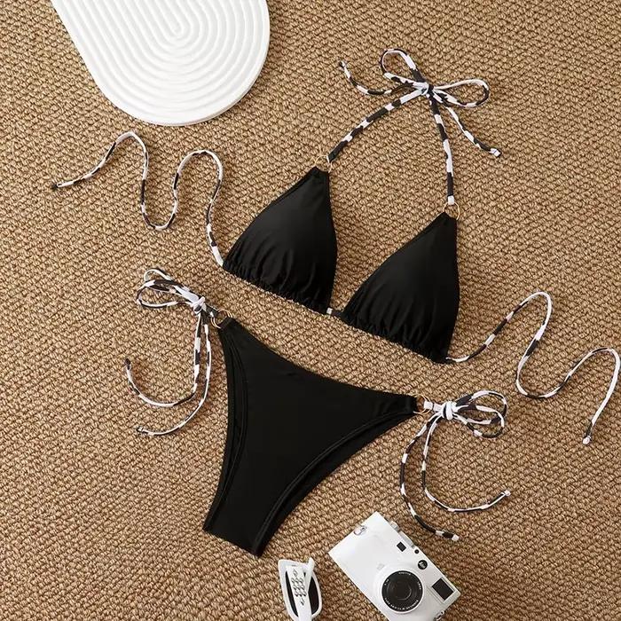 Sexy Triangle Bikini 2026 maillot de bain pour femme licou cravate dos Micro Bikinis ensembles à lac