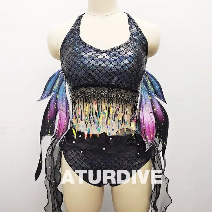 Maillot de bain sirène à paillettes, scintillant, pour le festival de la musique, performance pour a