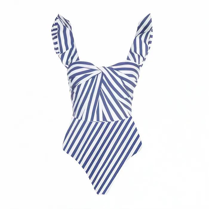 2 pièces bleu à volants maillot de bain femmes Sexy maillots de bain avec jupe Midi Push Up Bikini f