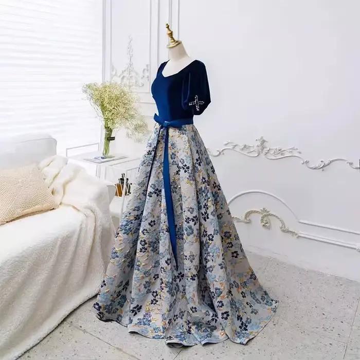 Robes de soirée longues à lacets dans le dos, manches courtes, ligne a, robe de bal en Satin, robe f