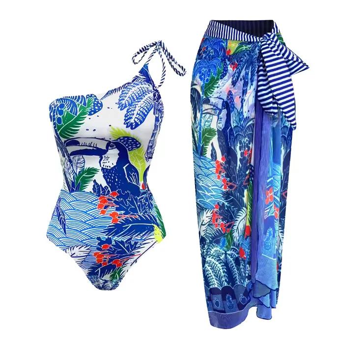 Bikini brésilien push-up à volants pour femme, maillot de bain 2 pièces, imprimé floral, bretelles, 
