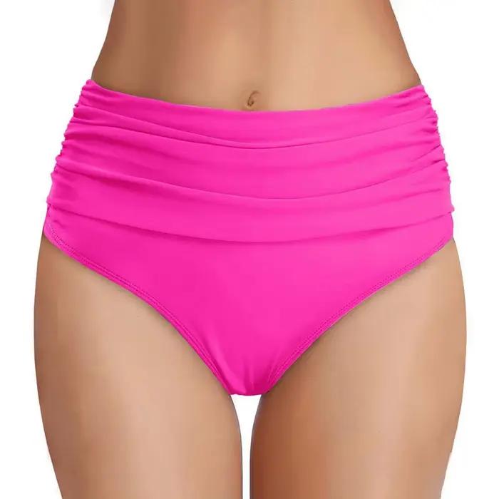 Bas de bikini taille haute pour femme, couvrance intégrale, effet ventre plat, style britannique, cu