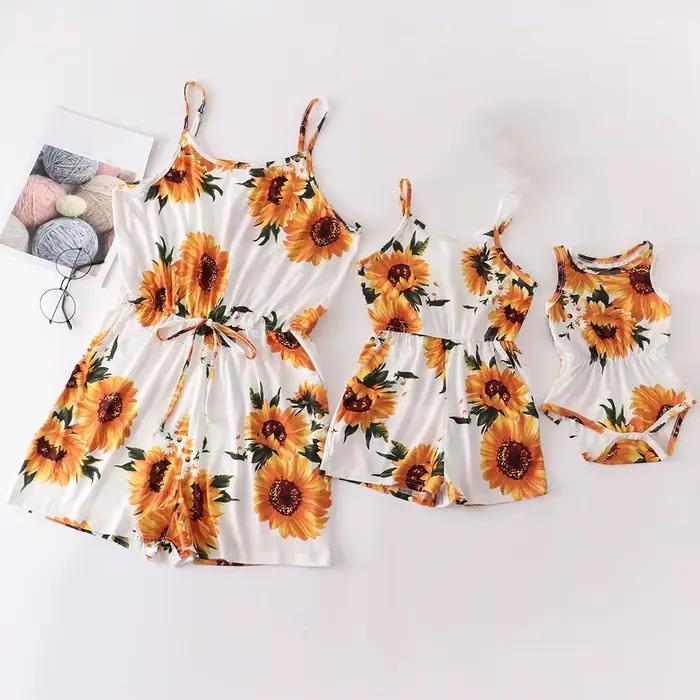 Robe mère-fille, vêtements d'été pour enfants, robes de plage pour filles, combinaison bébé, tenues 