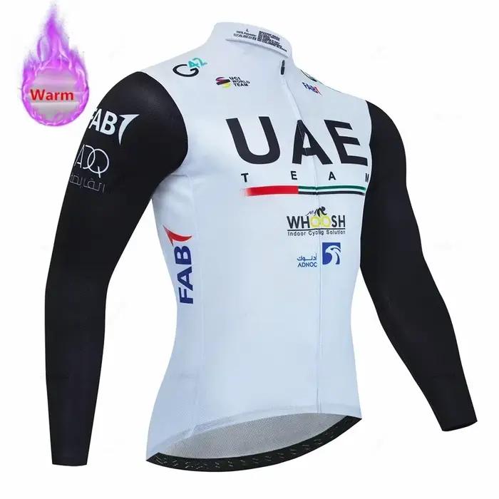 2026 Uae Team hiver polaire à manches longues cyclisme maillot ensemble montagne vélo vêtements port