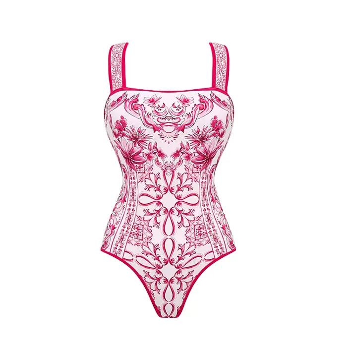 Flaxmaker été nouvelles femmes Sexy hawaïen à lacets col en V à volants maillot de bain et Sarong fe