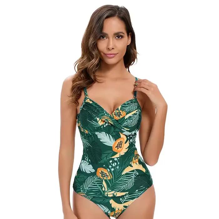 Maillot de bain deux pièces pour femmes, tankini, imprimé cuir chevelu imbibé, vêtements de plage, é