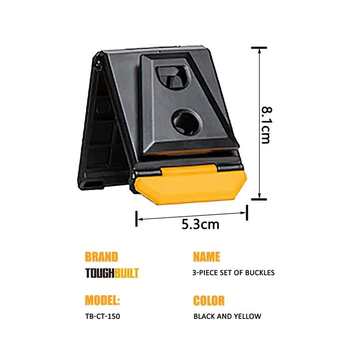 TOUGHBUILT Ensemble de 3 attaches à clipser, accessoires robustes pour kit d'outils à accrochage rap