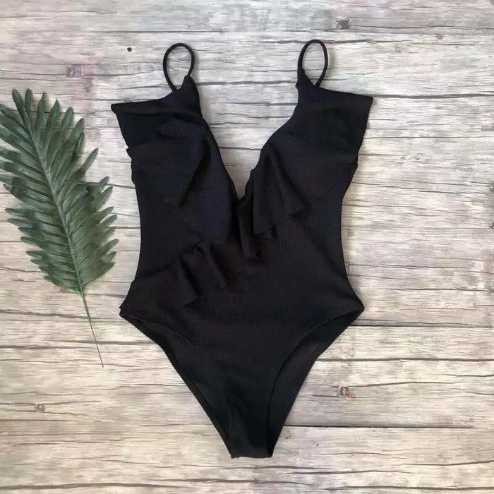 Maillot de bain une pièce Sexy pour femmes, Push Up, Monokini, à volants, taille haute, vêtements de