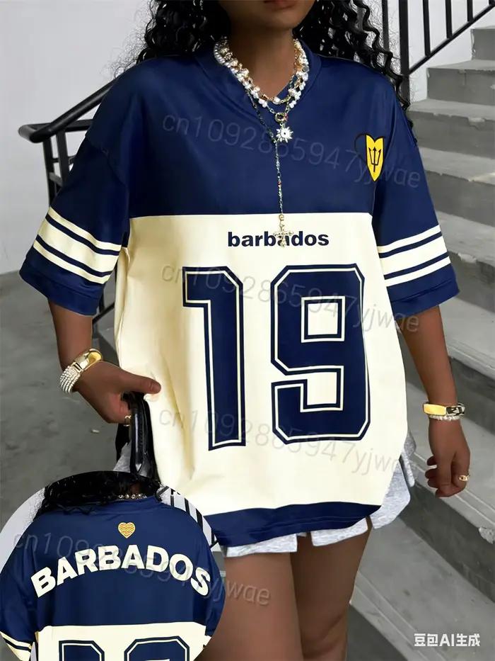 T-shirt streetwear pour femme à manches courtes, col en V, en jersey, imprimé graphique numérique te