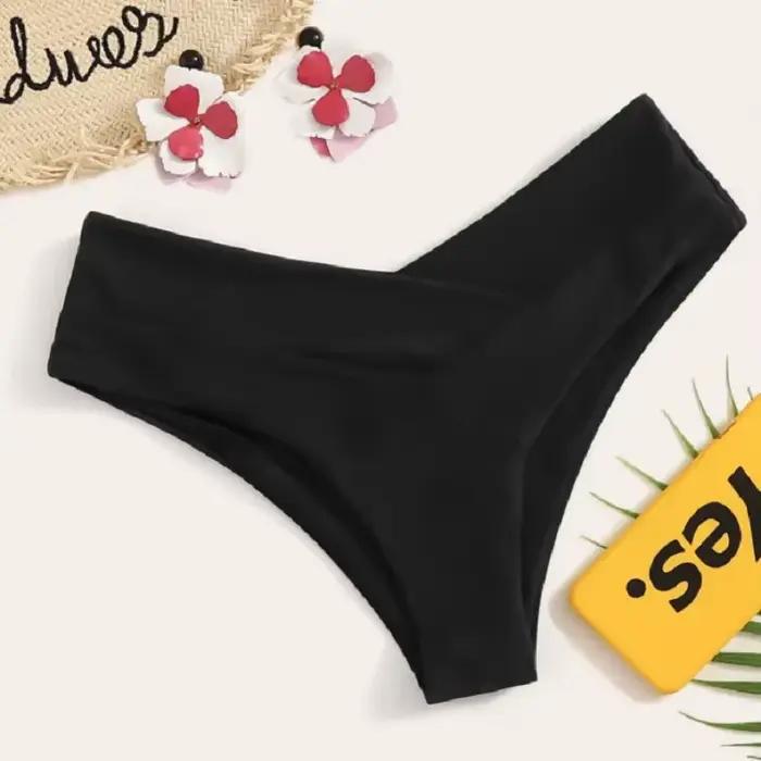 Maillot de bain sexy pour femmes, culotte tanga brésilienne, taille haute, couleur solide, pour la n