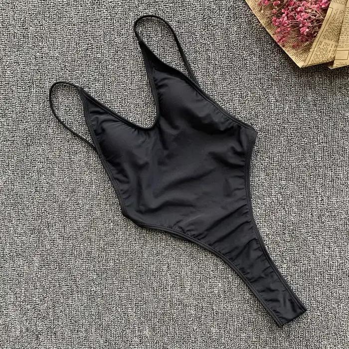 Maillot de bain une pièce vert fluorescent 2026 pour femme, couleur unie, bikini dos nu string, mail
