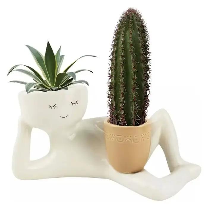 Jardinière GOOD-Lazy Guy en résine, petit personnage paresseux, pot à fleurs pour plantes succulente