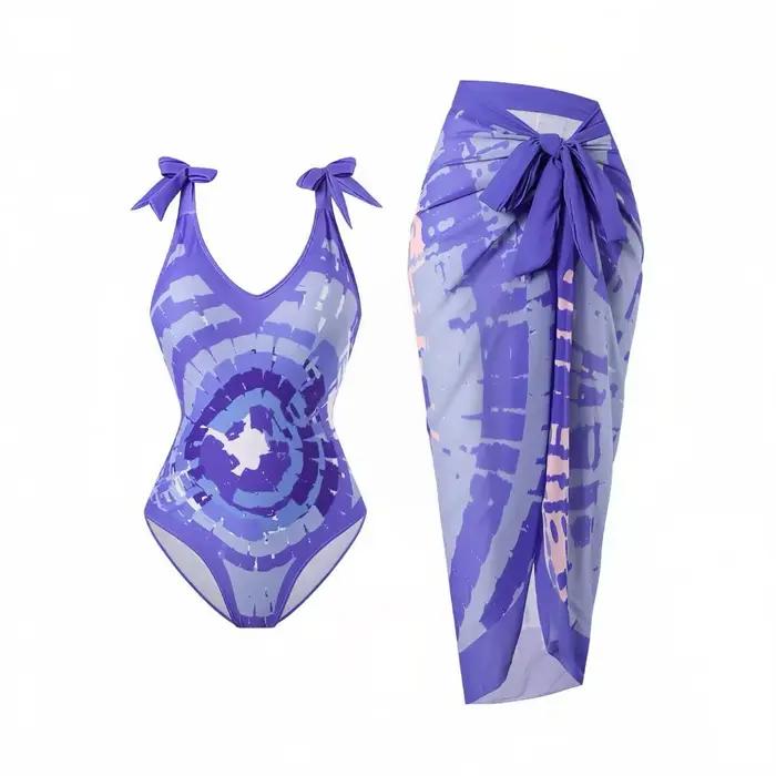 Maillot de bain une pièce Sexy pour femmes, imprimé Floral, amincissant, avec couverture, bikini, bo