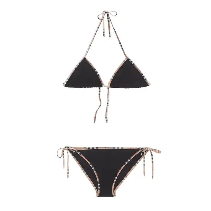 Maillot de bain deux pièces imprimé classique, ensemble deux pièces de luxe, marque de styliste, à l