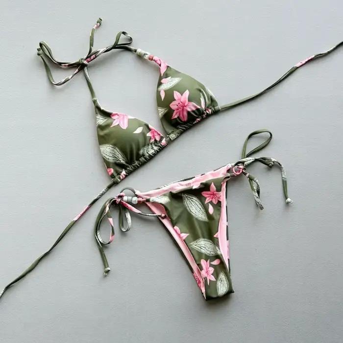 2026 Maillot de bain sexy pour femme, motif floral, micro bikini string, ensemble de bikini, tenue d