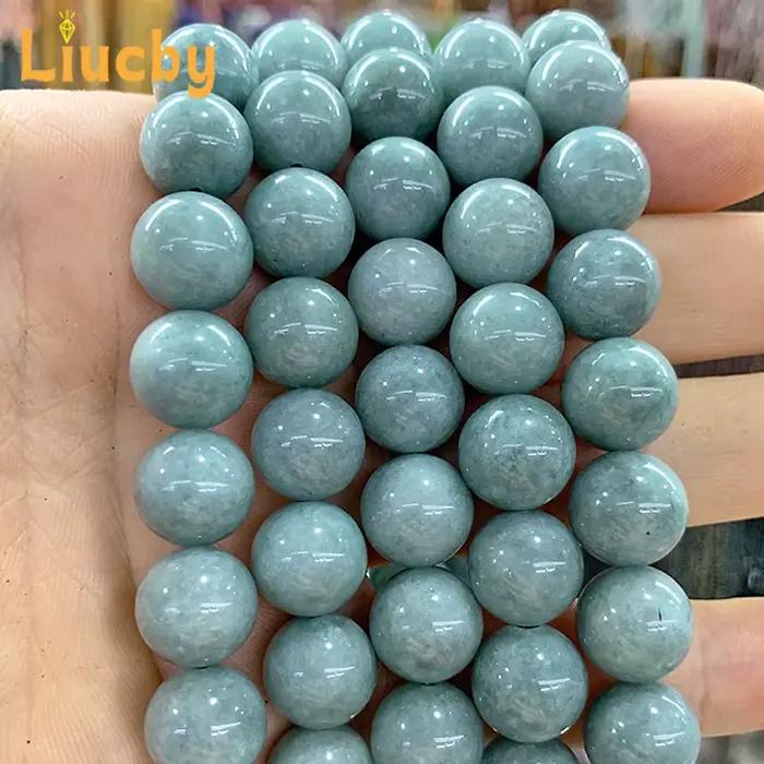 Pierre naturelle de jade vert de Birmanie, lisse, faite à la main pour la fabrication de bijoux, acc
