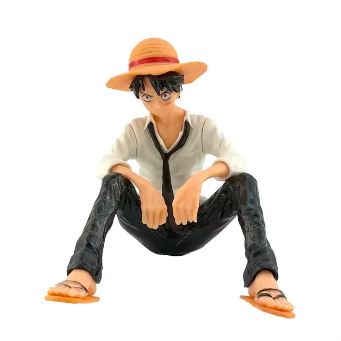 Figurine de dessin animé One Piece, Luffy en position assise, modèle en PVC, collection de figurines