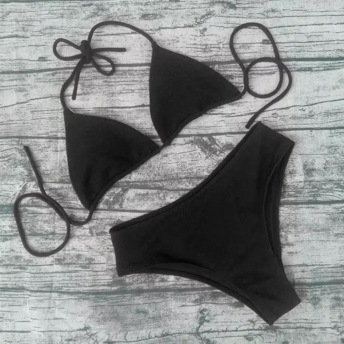 Bikini 2023 Sexy couleur unie maillots de bain femmes Triangle rayure Bikini ensemble maillots de ba