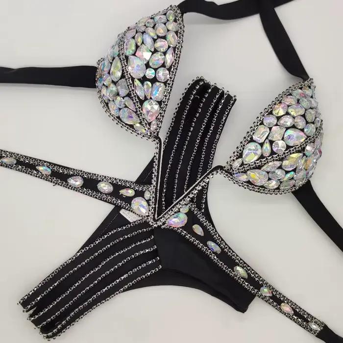 2020 venus vacances sexy femmes daimond push up cristal col en V strass maillots de bain vente chaud