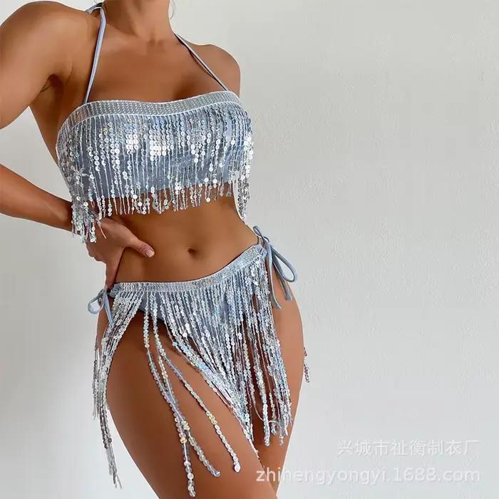 Costumes de spectacle sur scène soutien-gorge à paillettes maillot de bain femme Bikini Sexy Bikini 