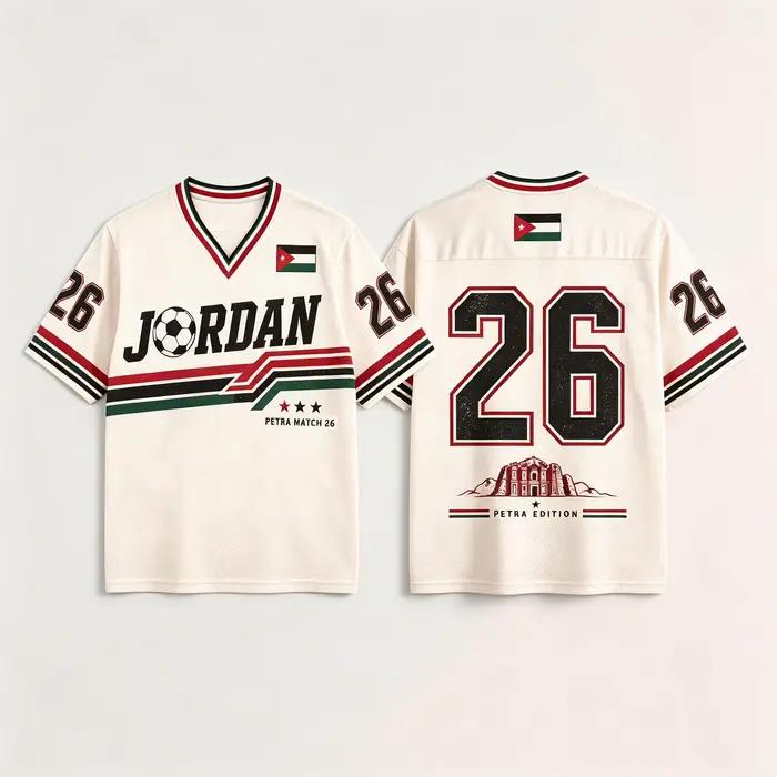 Jordan Soccer 26 Petra Edition Maillot de football à manches courtes, imprimé vintage, haut de sport