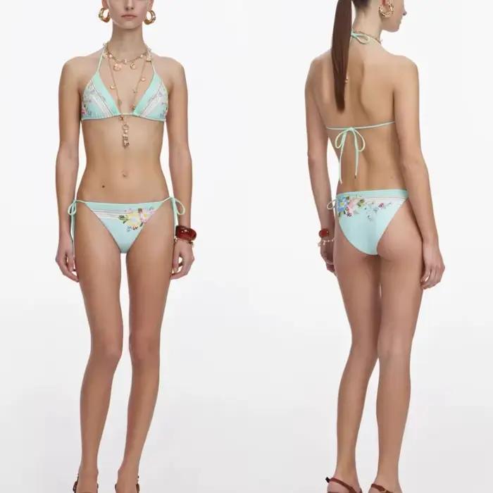 Women Vintage printed beach vacation bikini sexy fashion swimsuit