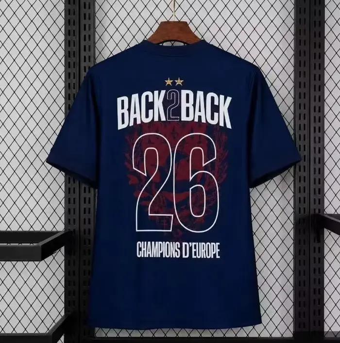 T-shirt de football PSG 2026 « Back To Back Champions » pour hommes et femmes, mode estivale, vêteme