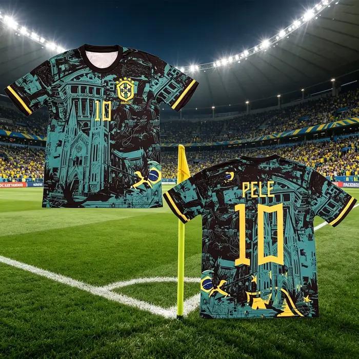 Maillot de football pour enfants 2026 Pele 10 Brésil – Édition Spéciale Légende Jesus – Tenue de sup