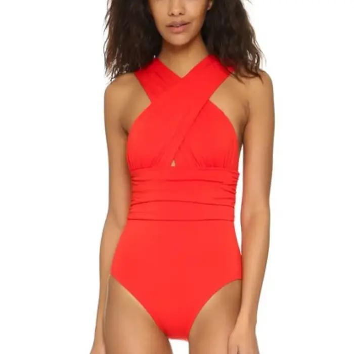 NADANBAO − Maillot de bain une pièce, design tendance, croisé devant, noir, sexy, dos nu, pour femme