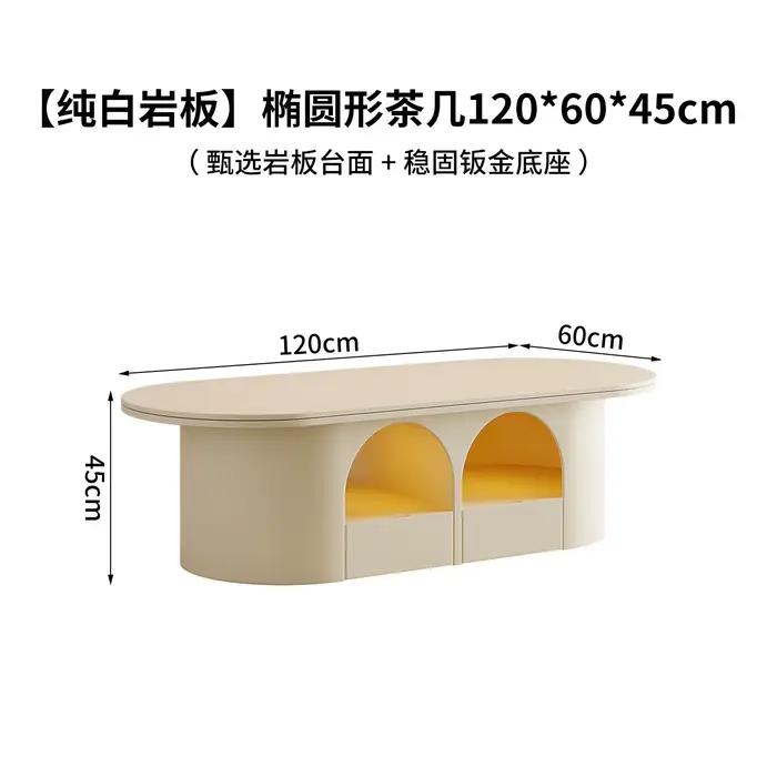 Table basse ovale grande taille avec rangement moderne, gain de place, pour salon, ensemble de table
