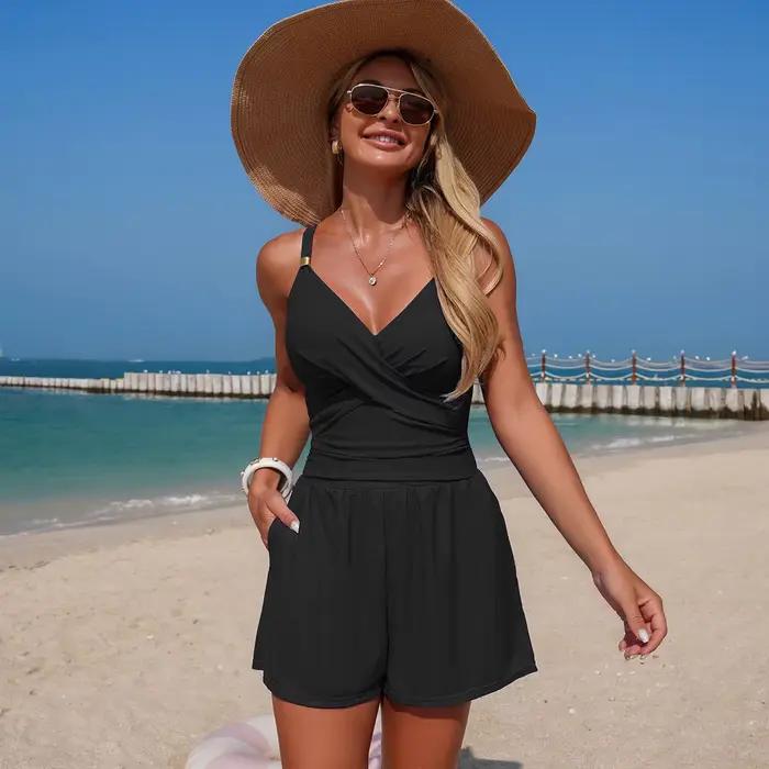 Maillot de bain une pièce pour femmes, couleur unie, Sport, plage, vêtements de plage, 2026