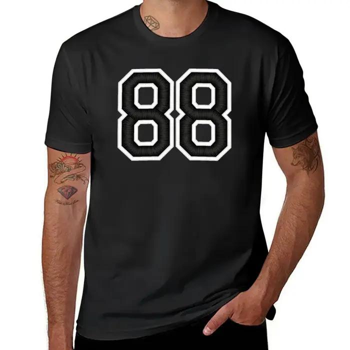 T-shirt de sport noir pour homme, vêtement mignon et humoristique, numéro quatre-vingt-huit, 88